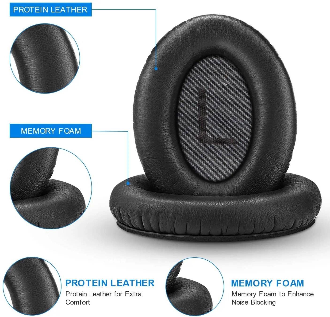 Cuscinetti auricolari di ricambio per BOSE QC35 QC45 per cuffie QuietComfort 35 45 e 35 II Cuscinetti auricolari in memory foam di alta qualità