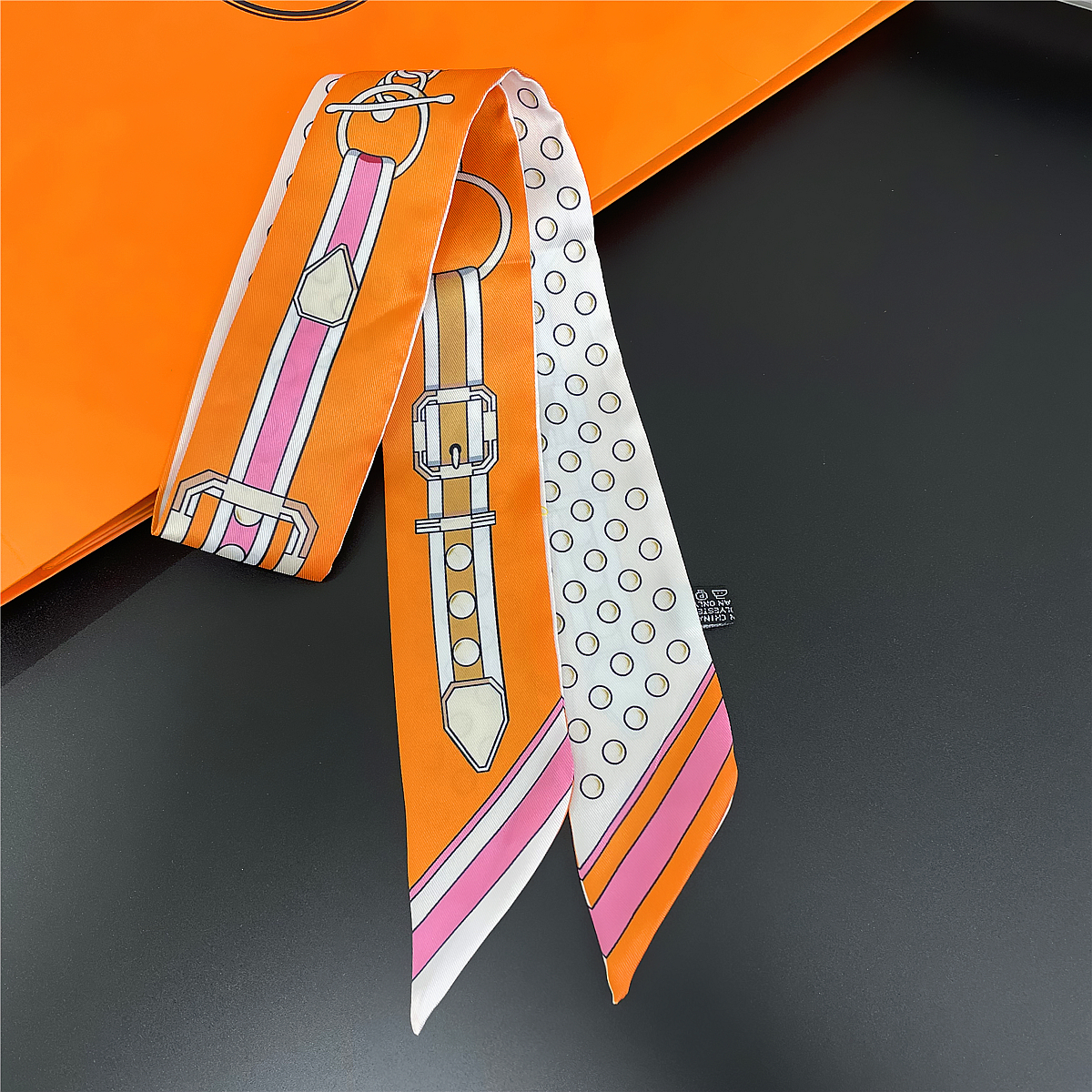 2023 nuevo cinturón Dot bufanda de mujer marca de lujo bufanda de seda diadema de moda Foulard bolsa de pelo flaco bufandas diseño pañuelo