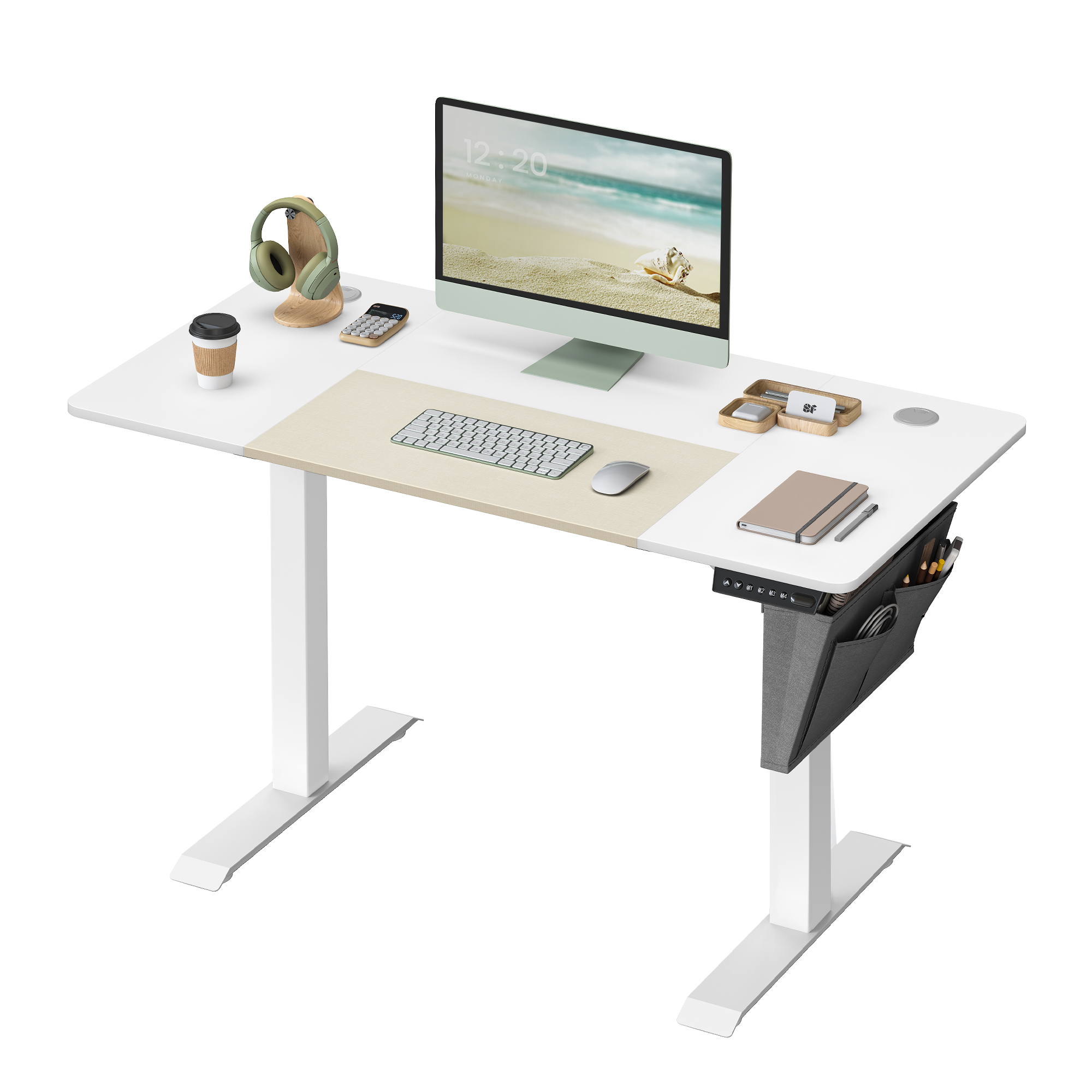 Songmics In Hoogte Verstelbaar Bureau Elektrisch, 120/140/160 Cm, Met Stoffen Organizer