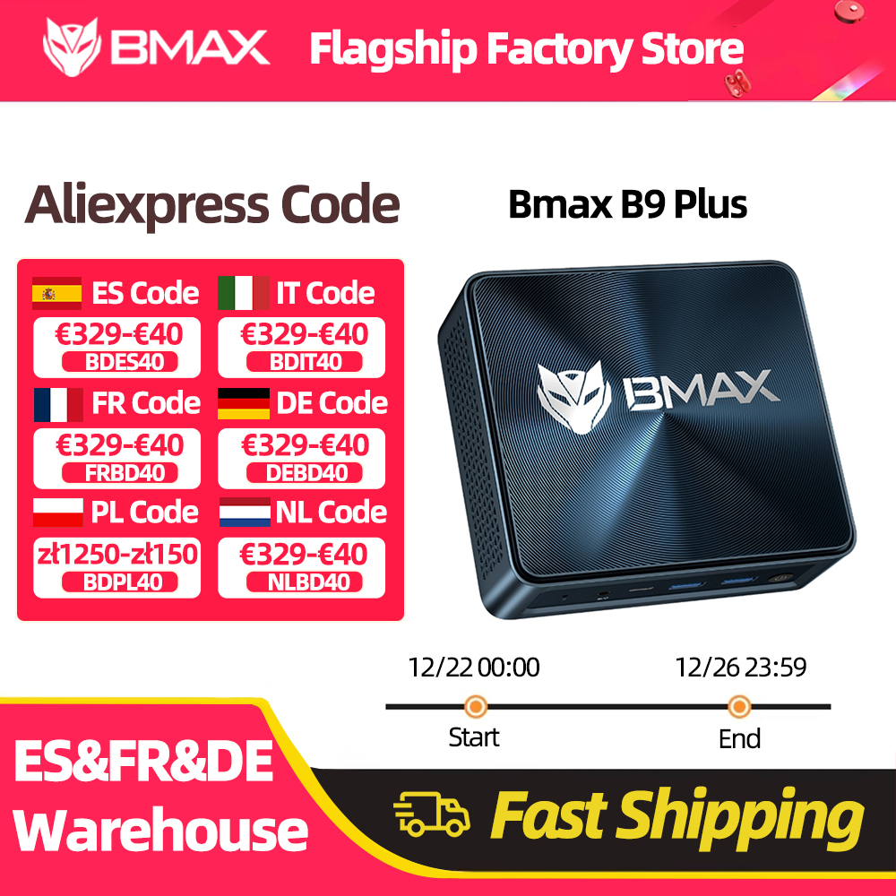 BMAX B9 Plus Mini PC Intel Core i5-1250P 12 núcleos Máximo 4,4 GHz 24GB LPDDR5 RAM 512GB SSD WiFi 6 Bluetooth 5.2