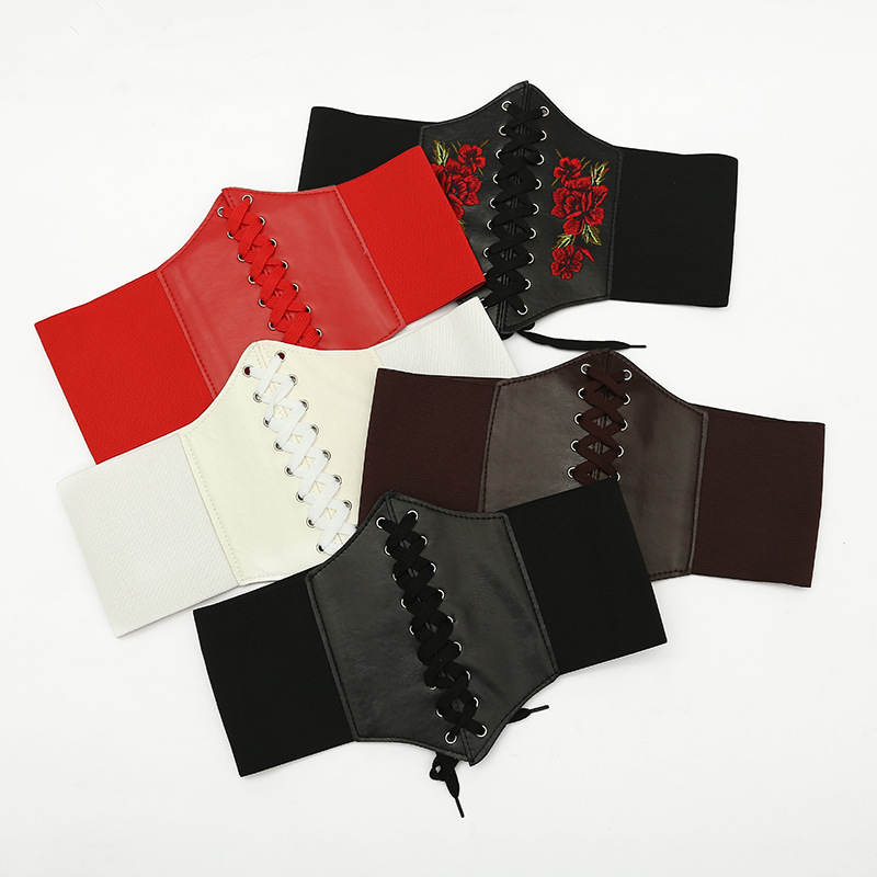 Cinto de espartilho feminino gótico moda couro do plutônio feminino rendas espartilho cintos emagrecimento cintura vintage espartilho preto cinto largo para menina