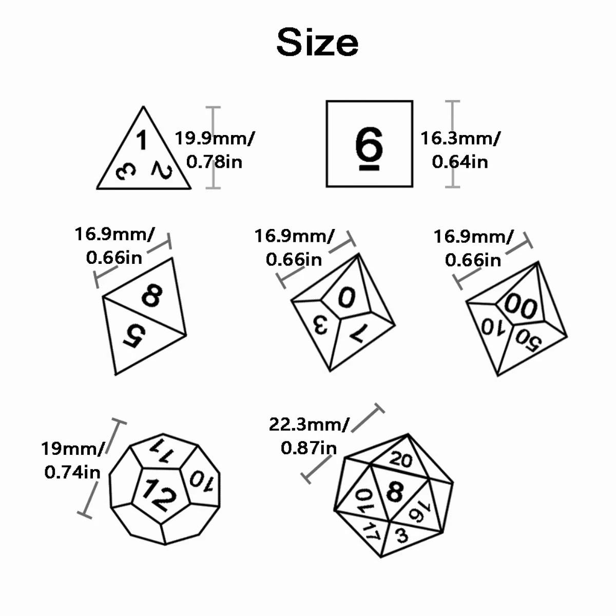 Zestaw kości wielościanowych DNDGame z wzorem tekstury 7 sztuk D4 D6 D8 D10 D% D12 D20 do gier planszowych RPG Akcesoria