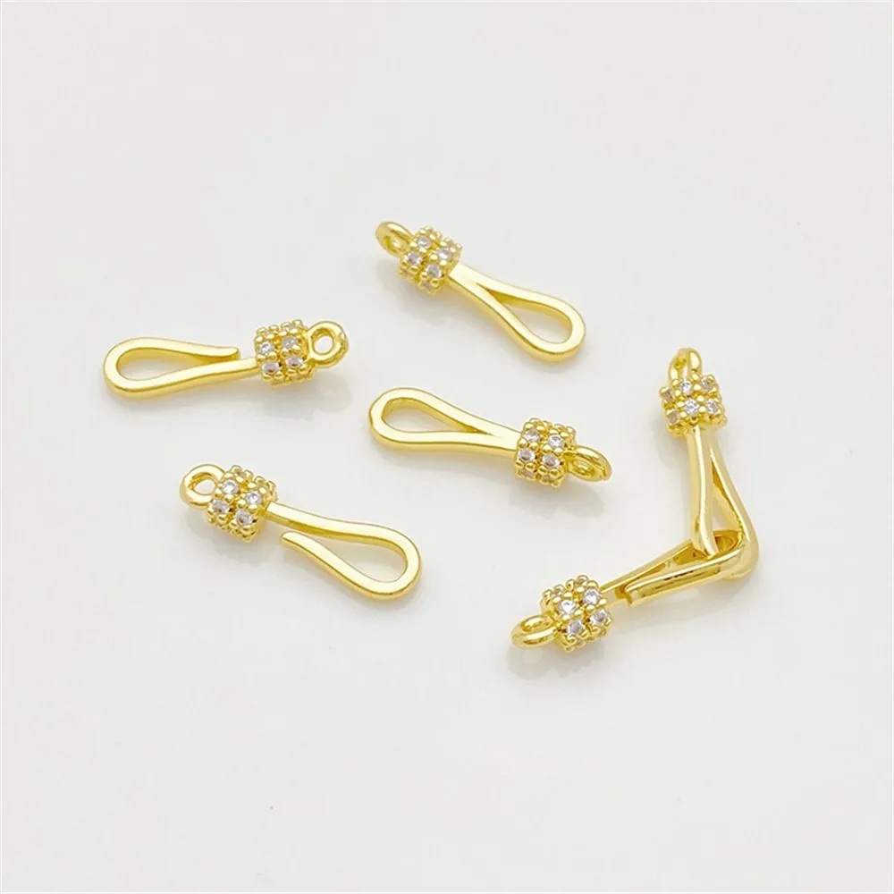 14K Emas Bertatahkan Kail Mutiara Kalung Ujung Gesper Buatan Tangan Diy Gelang Link Gesper Bahan Aksesori K130
