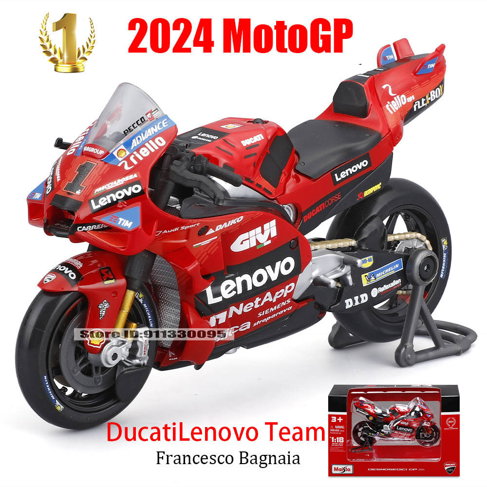 Maisto 1:18 Ducati Lenovo Team 2024 # Model motocykla Bagnaia Champion, kawaler Moto GP, odlew ze stopu, kolekcjonerski prezent, zabawka.