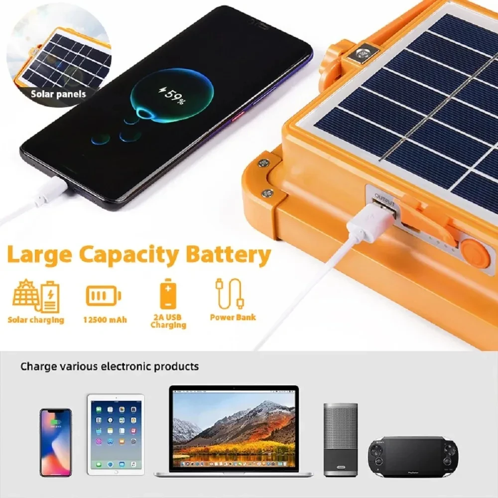 Latarnia kempingowa 20000mAh wysoka lampa słoneczna LED do ładowania namiotu z magnesem potężna latarka Power Bank naprawa lampa awaryjna