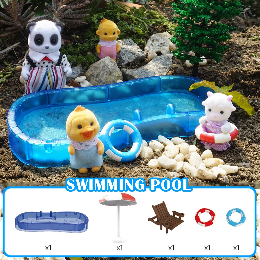 Casa de muñecas a escala 1:12, juego de piscina, decoración de escena, muebles de casa de muñecas en miniatura, modelo de natación, regalo de cumpleaños para niña, juguete para casa de juegos