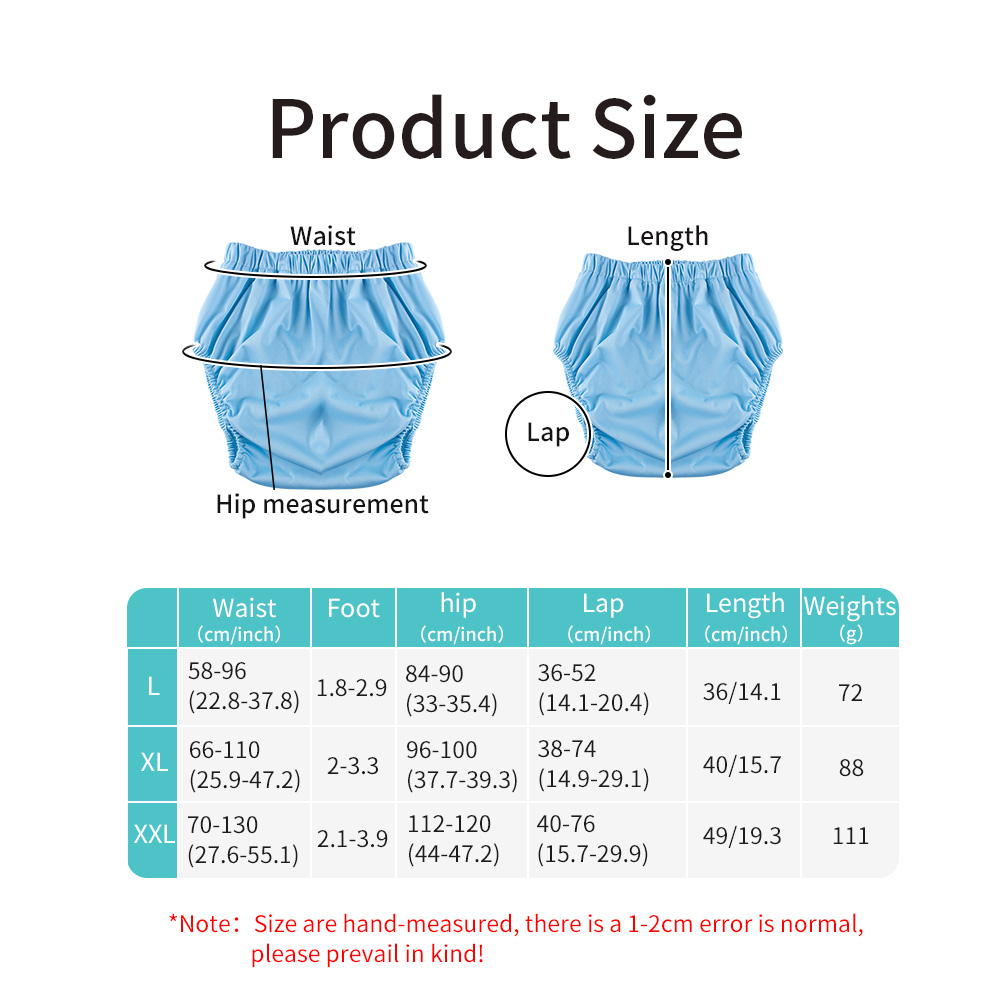 1 PC สีทึบกันน้ํา iaper สําหรับผู้ใหญ่ล้างทําความสะอาดได้ผ้าอ้อม Care กางเกง Leak-proof กางเกงกันน้ํา Eldly ผ้าอ้อม