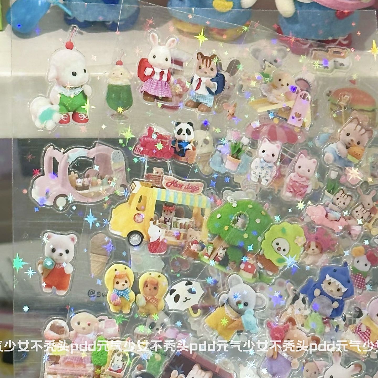 Sylvanian familles dessin animé autocollants imperméables Pack mignon bouteille d'eau ordinateur portable Skateboard Scrapbook Anime accessoires