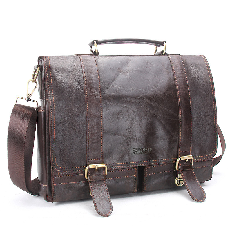 Neue Leder Casual Tragbare Business Aktentasche Große Kapazität männer Schräge Straddle Computer Echtes Leder Männer Tasche Aktentaschen