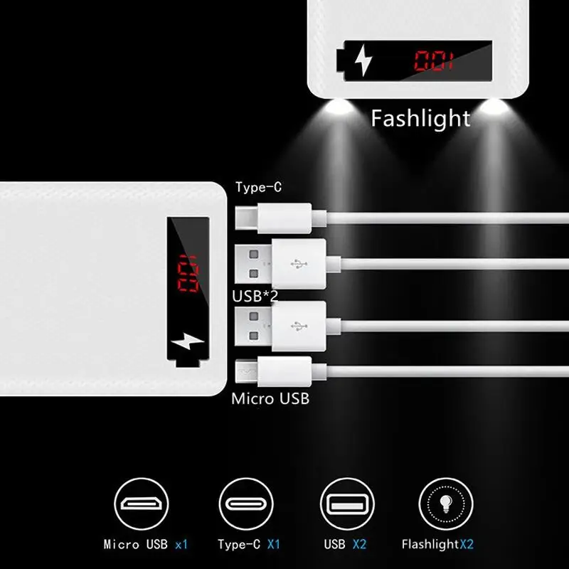 Dual USB Power Bank LED Shell DIY Shell 18650 Holder Cases Detachable Battery Charge Storage Box Without Battery For CellPhone