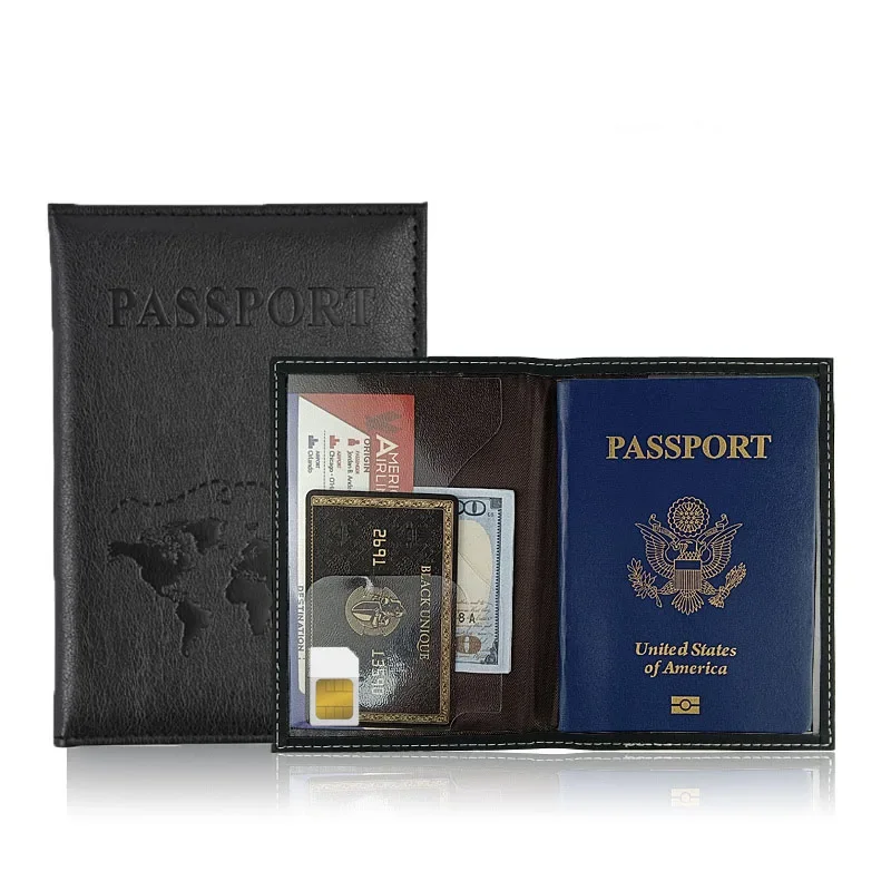 Funda para pasaporte, funda tipo billetera, elementos esenciales de viaje, tarjetero de cuero Pu, accesorios de viaje internacionales para mujeres/hombres