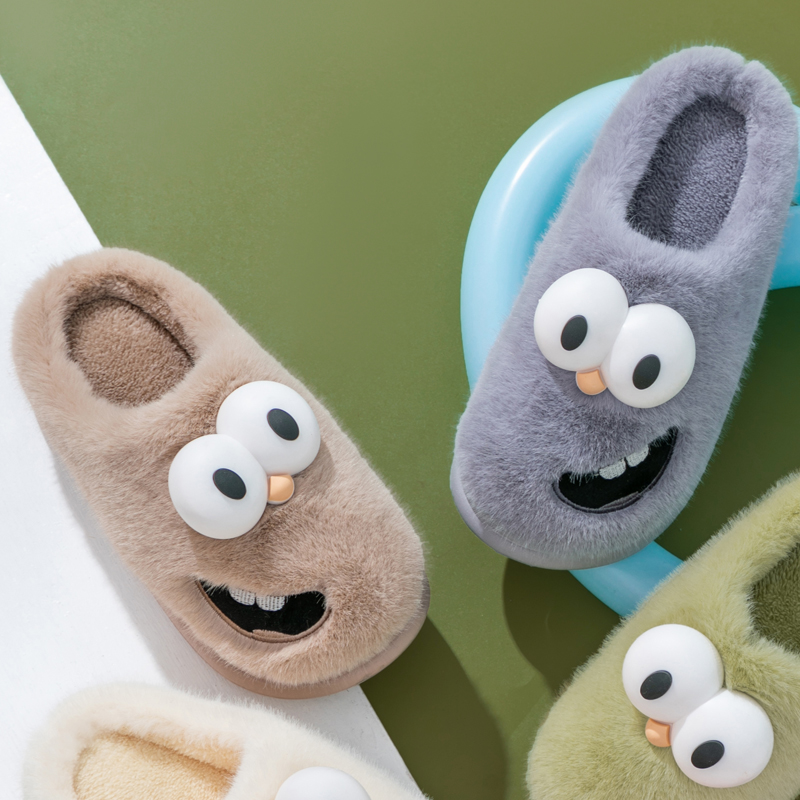 Novo engraçado dos desenhos animados inverno sola macia dos homens piso interior antiderrapante plataforma slides chinelos de pelúcia quente masculino casa sapatos casuais de algodão