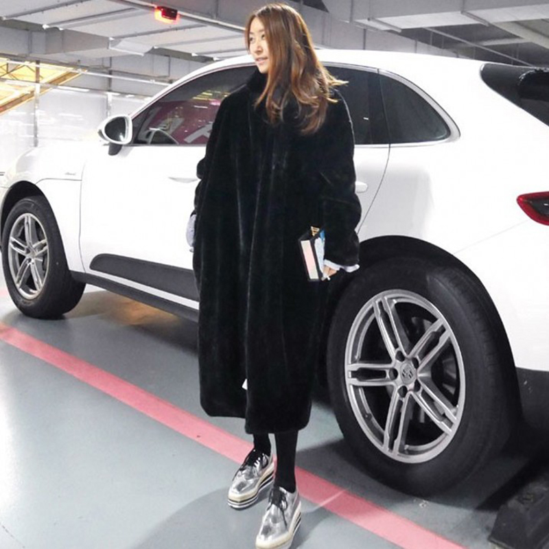 新 2023 女性秋冬カジュアル肥厚フェイクファーコート毛皮のような暖かい毛皮の上着ルースフェイクラビットファーロングジャケット