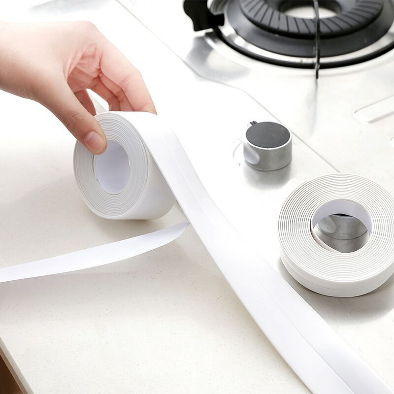 A Roll Of Three Meters Two Pvc Waterproof And Anti-Mildew Seam Adhesive, Suitable For Kitchen, Bathroom, Toilet, Corner Gap