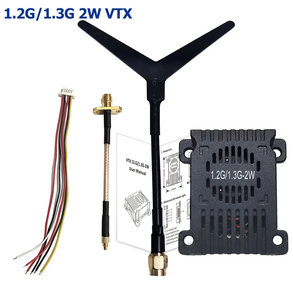 Transmisor y receptor de vídeo UAV analógico VTX 1,2 Ghz 1,3 Ghz 2W transmisión de Audio y vídeo 1,1G 1,2G 1,3G