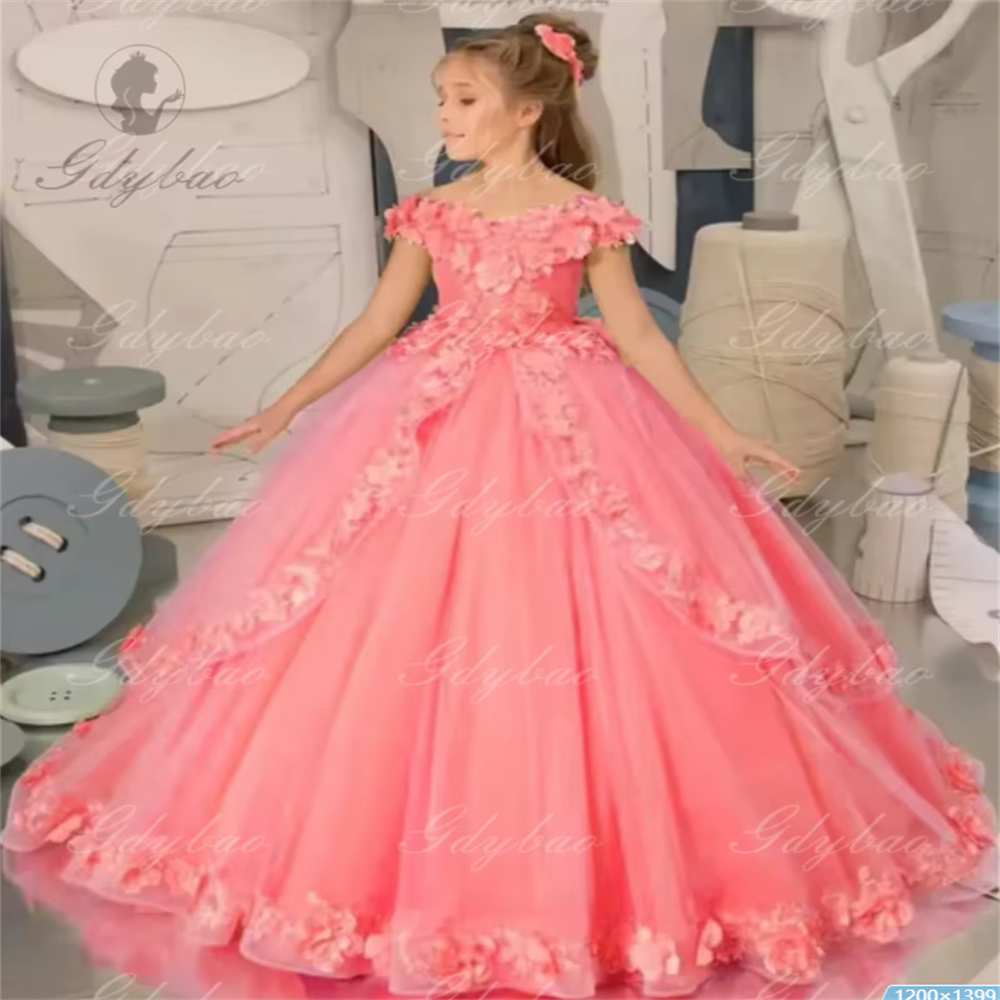 Robe de demoiselle d'honneur à col en V rose, robe de demoiselle d'honneur en maille moelleuse pour la fête d'anniversaire et de Rh, vêtements de princesse personnalisés