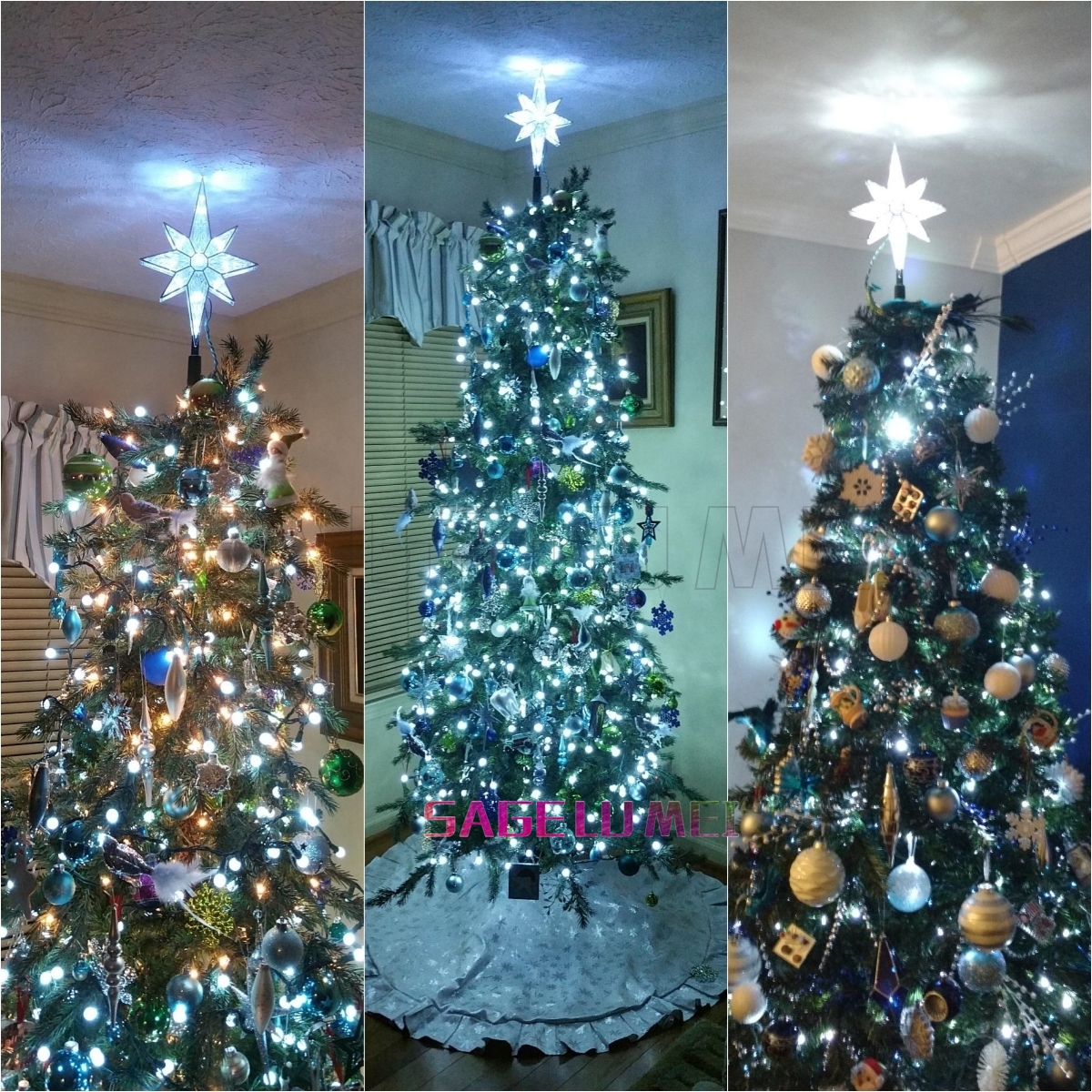 Smart Bluetooth APP Remote Music Sync DIY Weihnachtsbaumspitze Stern beleuchtete Baumkrone Weihnachtsbaum Dekor 8-zackige Stern Dekor Lichter