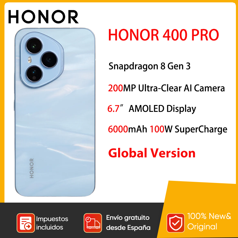 HONOR 400 Pro 5G Smartphone 6,7 Zoll AMOLED Snapdragon 8 Gen 3 MagicOS 9.0 200 MP AI Ultra HD Objektiv 6000 mAh 100 W SuperCharge eSIM NEU