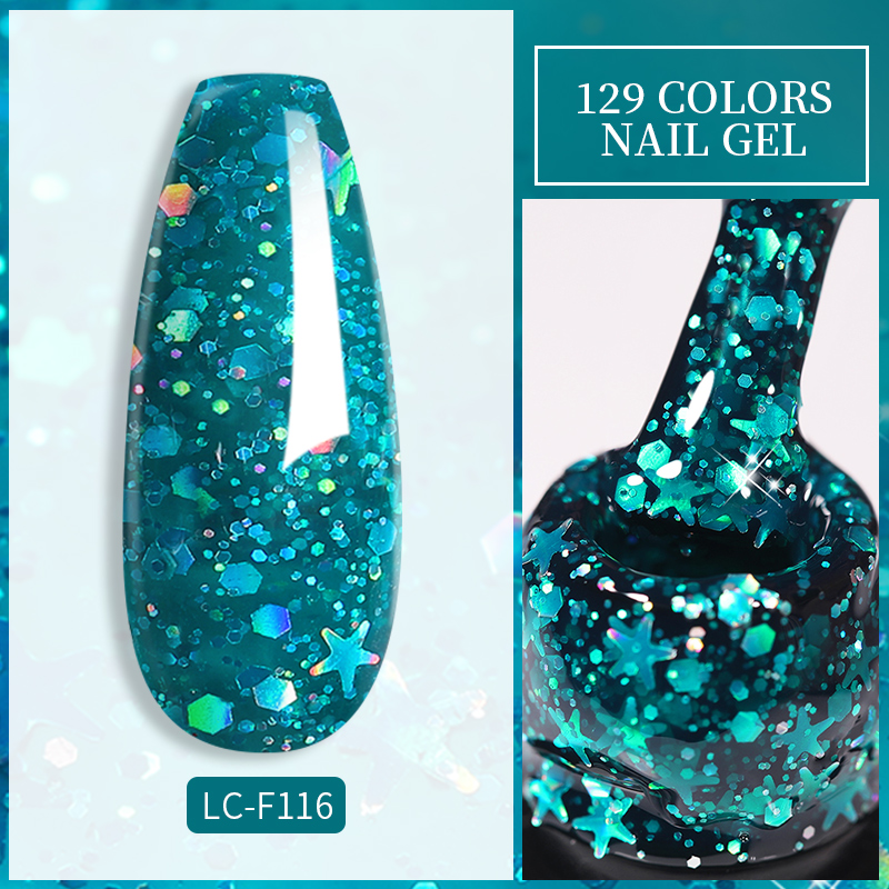 LILYCUTE-esmalte de uñas en Gel con lentejuelas brillantes, Color brillante para primavera y verano, Gel UV semipermanente, barniz para manicura