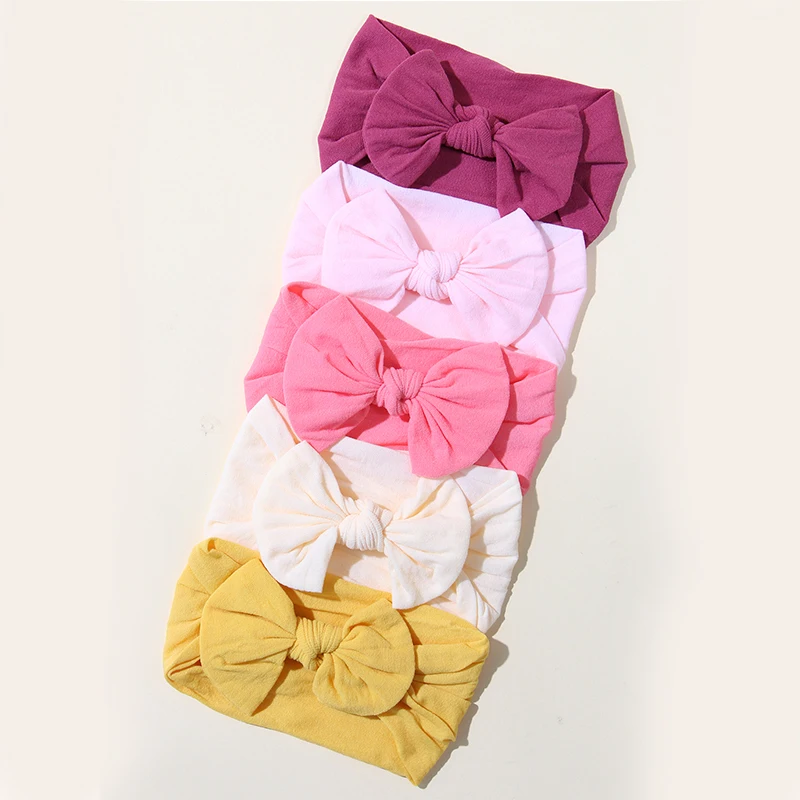 5 uds. Diadema con lazo bonito para bebé, bandas elásticas suaves para el pelo para niña recién nacida, turbante, accesorios para el cabello de bebé