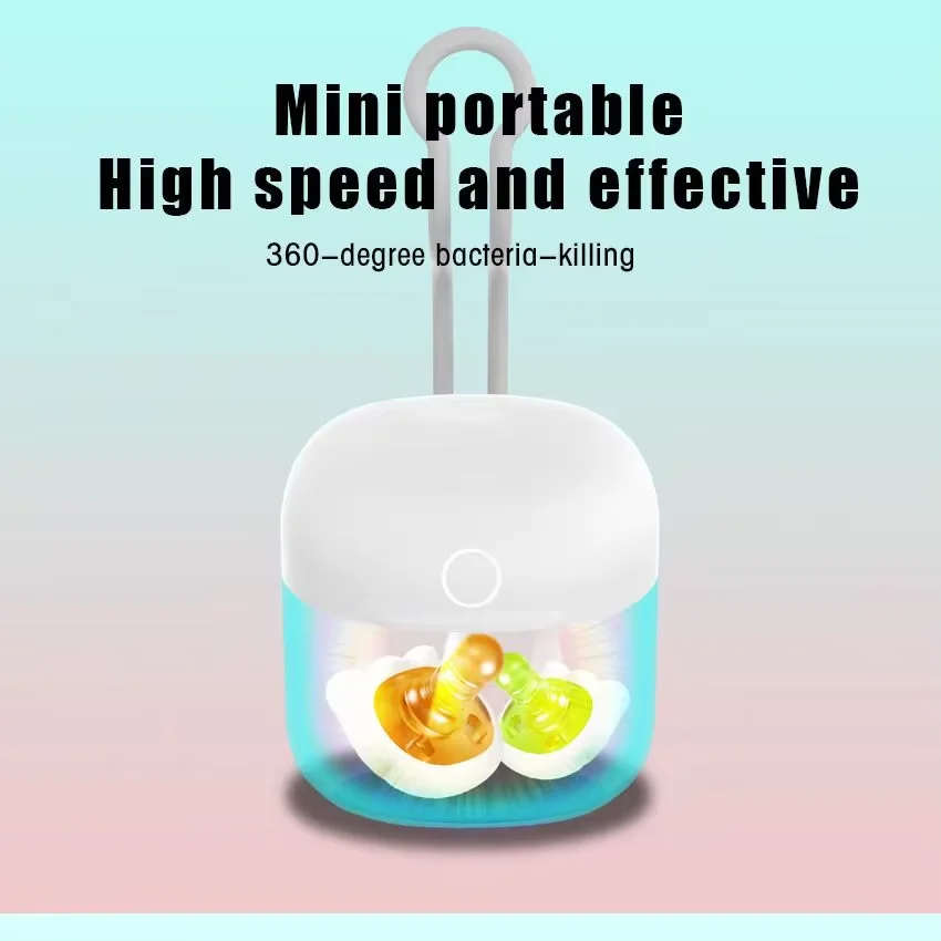 JUSTLANG Przenośny Sterylizator do Smoczków dla Niemowląt Mini Sterylizator UV do Smoczków, Butelek, Smoczków, Gryzaków i Pomp do Piersi