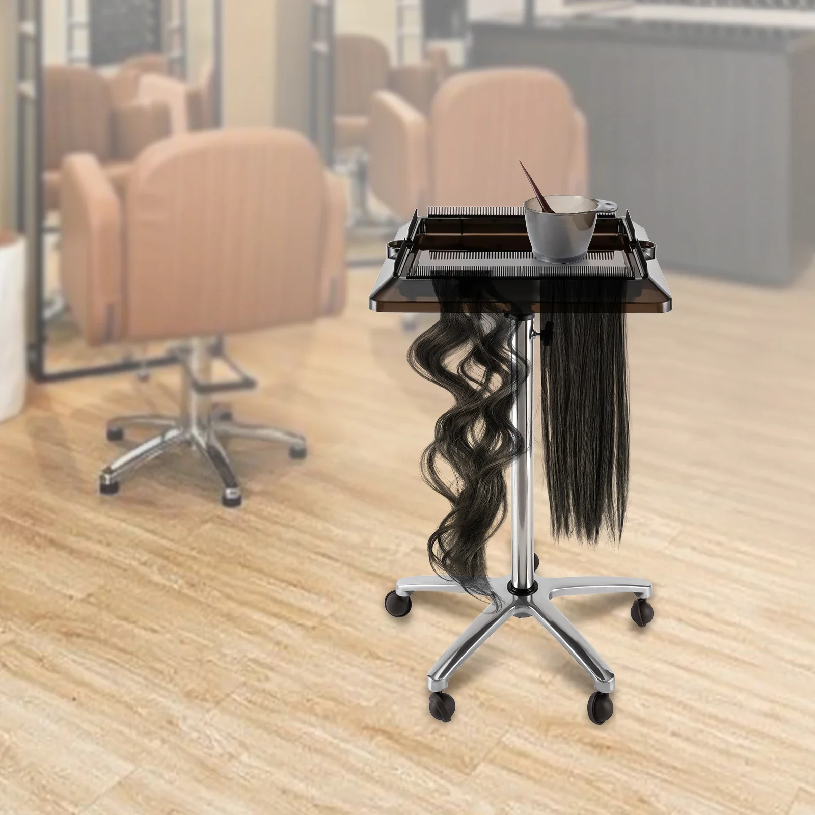 Parrucchiere regolabile Rolling Salon Vassoio Carrello per attrezzi per estensione dei capelli Carrello portaoggetti per parrucchiere Mobili ausiliari estetici