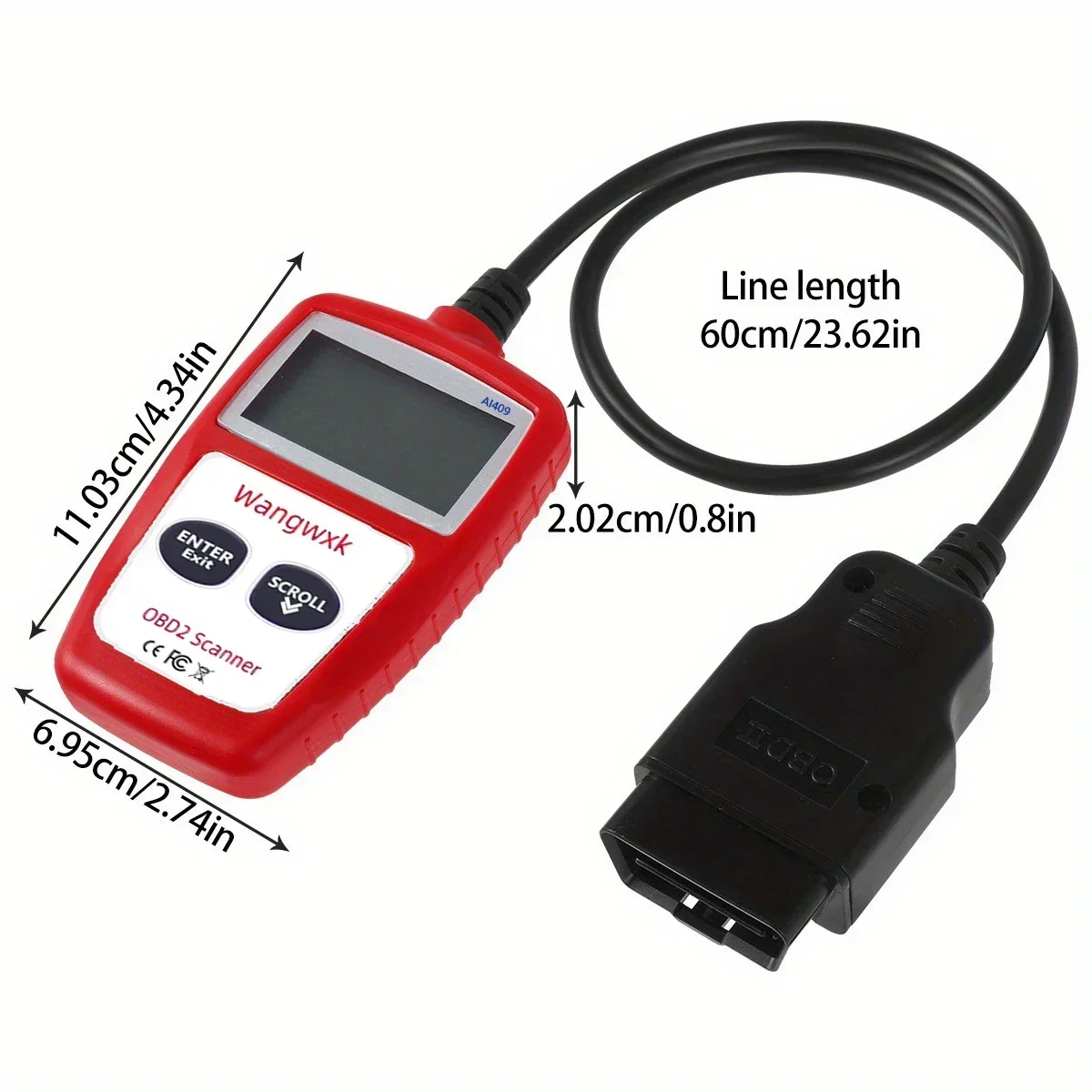 Automotive diagnostisch hulpmiddel OBD2 codelezer digitaal display OBD 2-scanner multifunctionele foutcode clearing 16-pins universeel