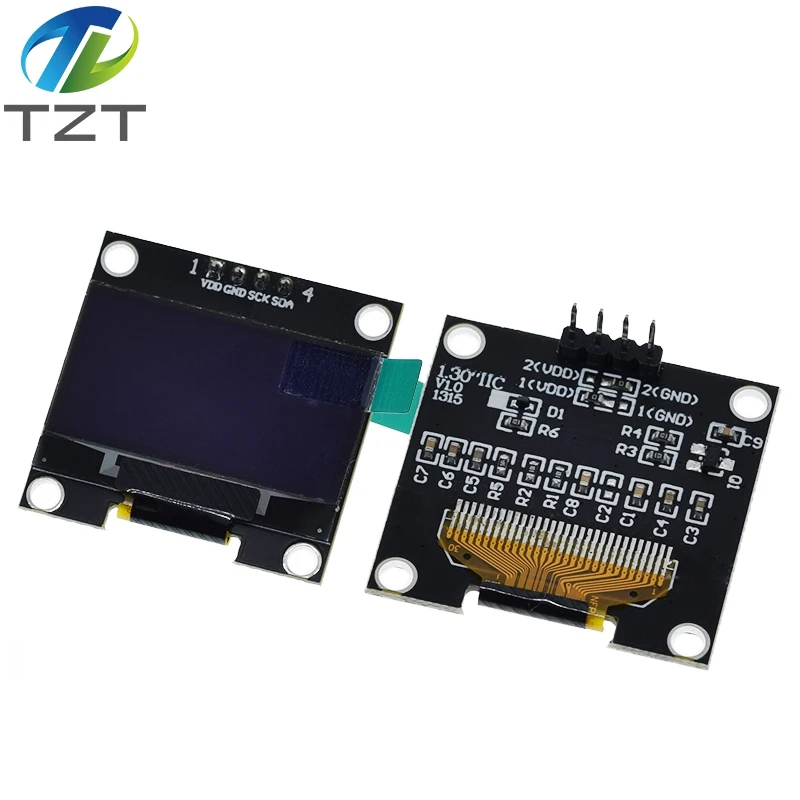 1.3 polegada oled iic serial branco módulo de exibição oled 128x64 i2c ssd1306 12864 placa tela lcd vdd gnd sck sda para arduino preto