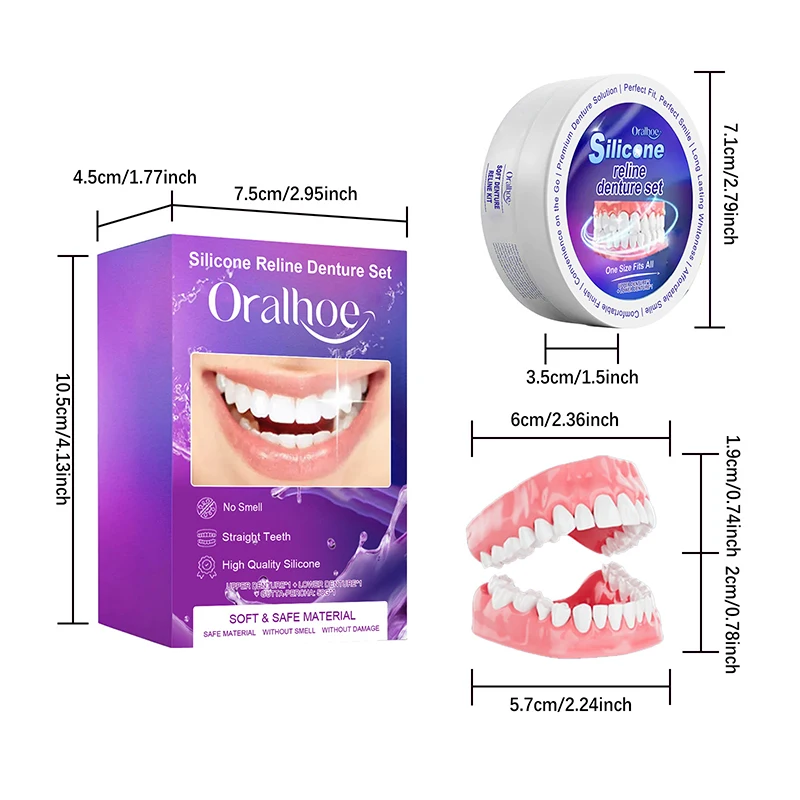 Set di protesi in silicone adatte per protesi ortodontiche temporanee Dente finto Igiene orale Cura Sbiancamento Protesi Simulazione Bretelle