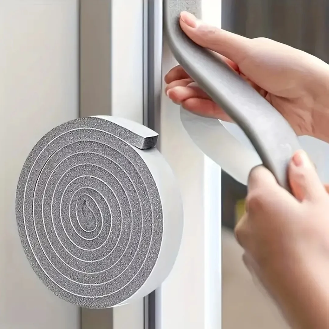 PU Sponge Foam Seal Strip Tape, Adesivo, Anti Colisão, Soundproof, Weather Stripping para Portas, Windows, Proteção de Móveis, 4m