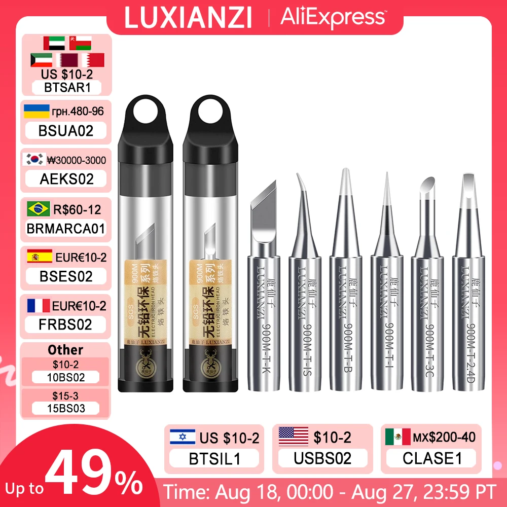 LUXIANZI 1 szt. Bezołowiowe groty lutownicze miedź 900M grot lutowniczy BGA końcówki spawalnicze K/1.5K/SK/3C/B/IS/I/2.4D SGS wysokiej jakości