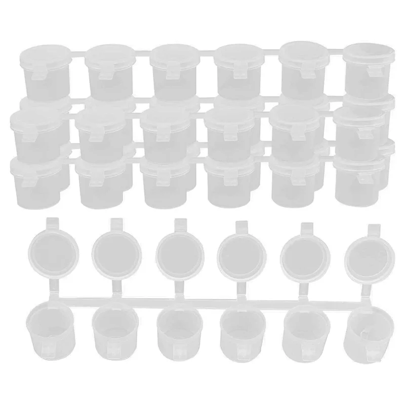 Recipientes De Armazenamento De Plástico Transparente, Tiras De Tinta Vazias, Vasos De Copo, Mini Pote De Pintura, 5 Tiras, 30 Potes, 10ml, 0,35 oz
