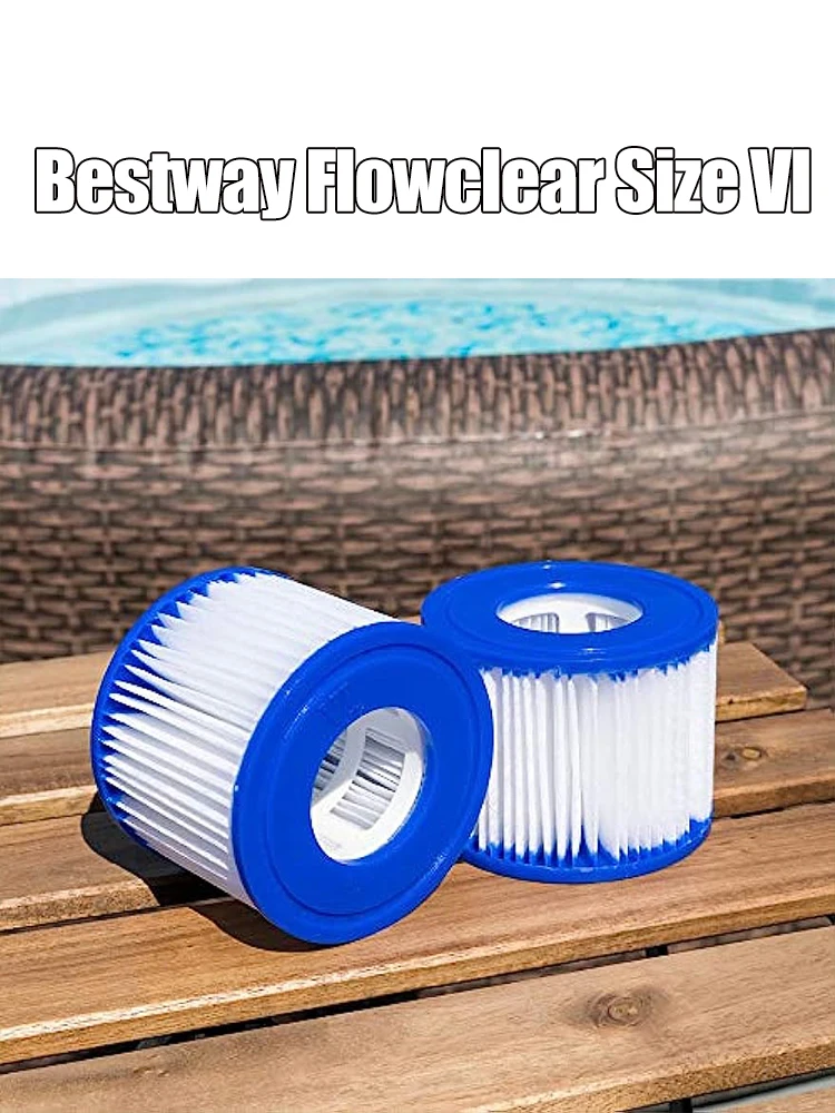 Replacement Swimming Pool Filter Fit for Bestway Flowclear Size VI Filter Cartridge Lay-Z-Spa - Miami Vegas Palm Springs