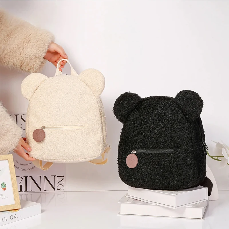 Zaino con orso di peluche Borsa da viaggio dolce da donna Zaino simpatico cartone animato Borsa regalo Zaino per orecchie da orso piccolo per il tempo libero alla moda