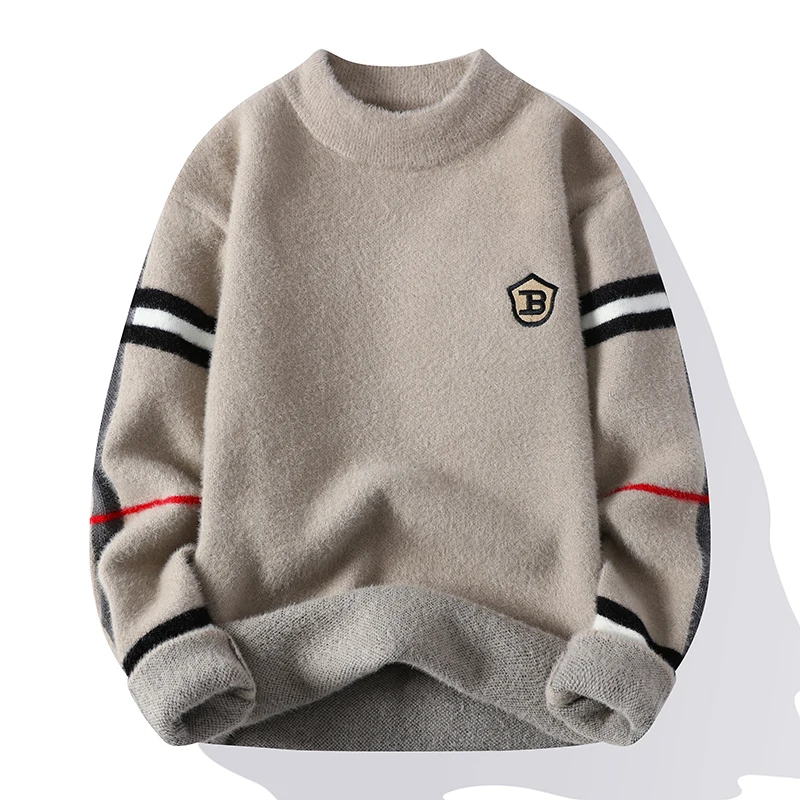Herren reiner Nerz Kaschmir pullover Pullover Winter Herren warmer und modischer locker sitzender Langarm pullover Fleece pullover