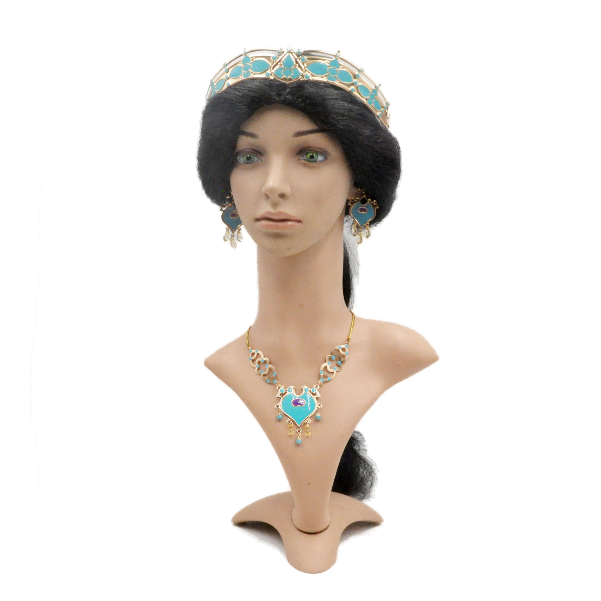 Nouveau Aladdin boucle d'oreille princesse Jasmine boucles d'oreilles collier coiffe de tête bijoux faits à la main boucle d'oreille Clips princesse habiller bijoux