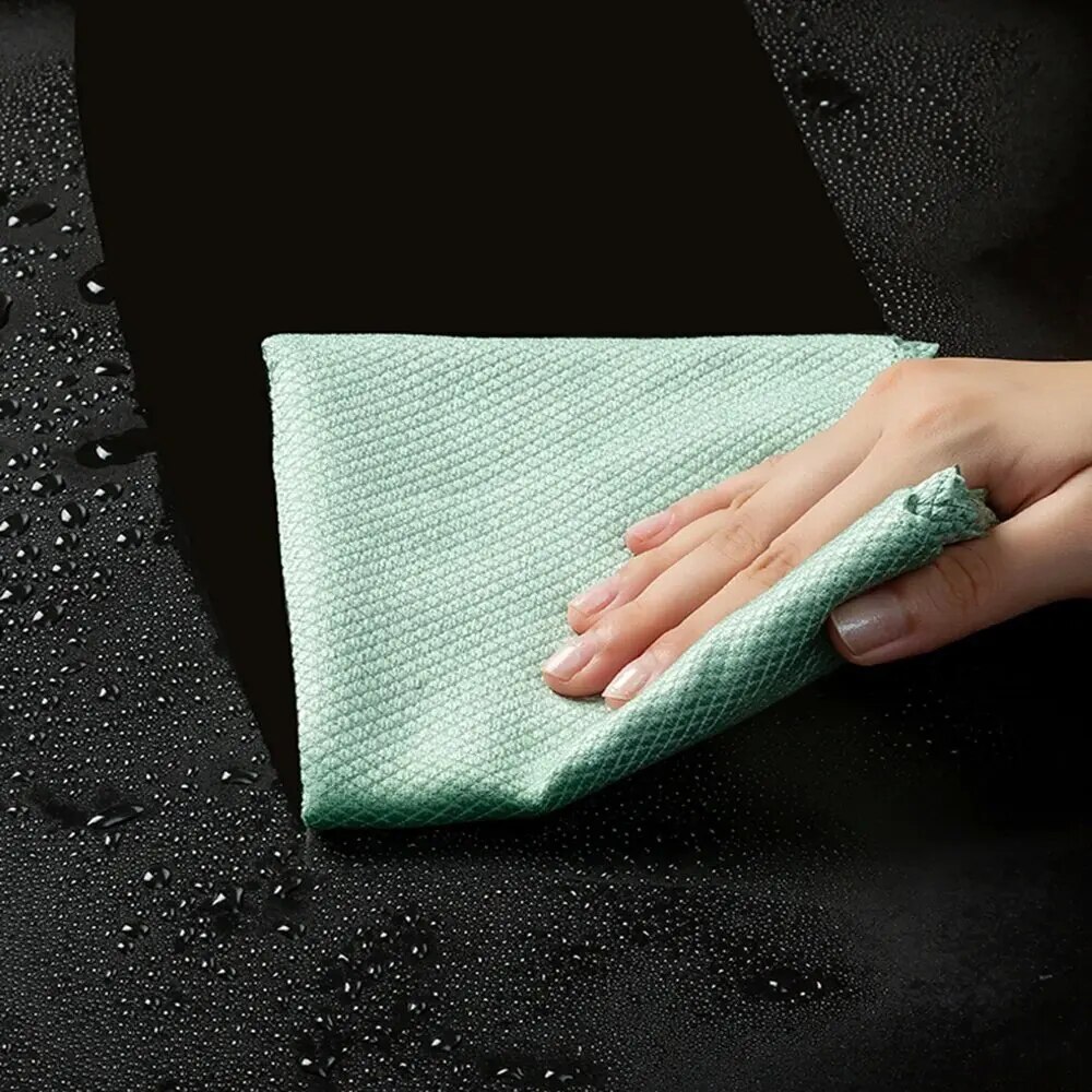 Reutilizável Fish Scale Cleaning Cloth, No Trace Rag, Lint-Free Microfiber Glass Rag, Windows Car Kitchen Mirror, Polimento, 5 Pcs, 10Pcs