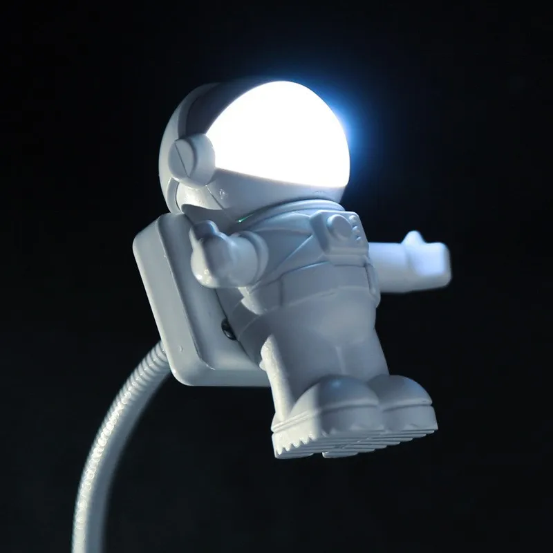 Luz Nocturna USB alimentada con forma de astronauta blanco, lámpara de escritorio de lectura portátil, CC para computadora, PC, fuente portátil, lámpara de iluminación LED de 5V