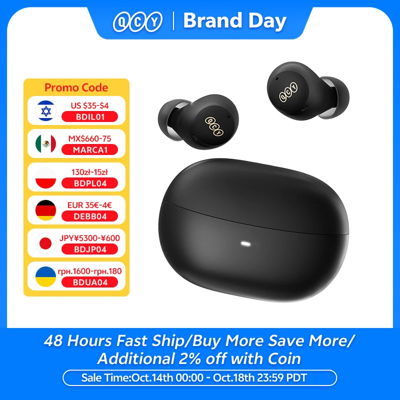 QCY-auriculares inalámbricos HT07 ANC, dispositivo de audio con cancelación de ruido, TWS, 6 micrófonos, AI, HD, llamada, Bluetooth 5,2, HiFi, 32H de reproducción