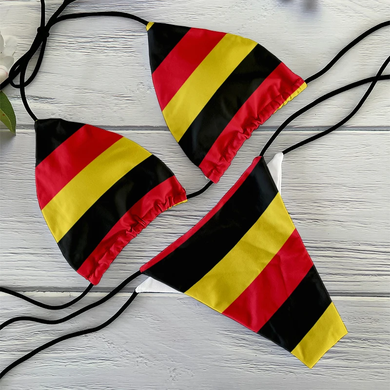 Maillot de bain deux pièces imprimé motif drapeau drôle pour femmes, bikini de plage, cadeau à la mode