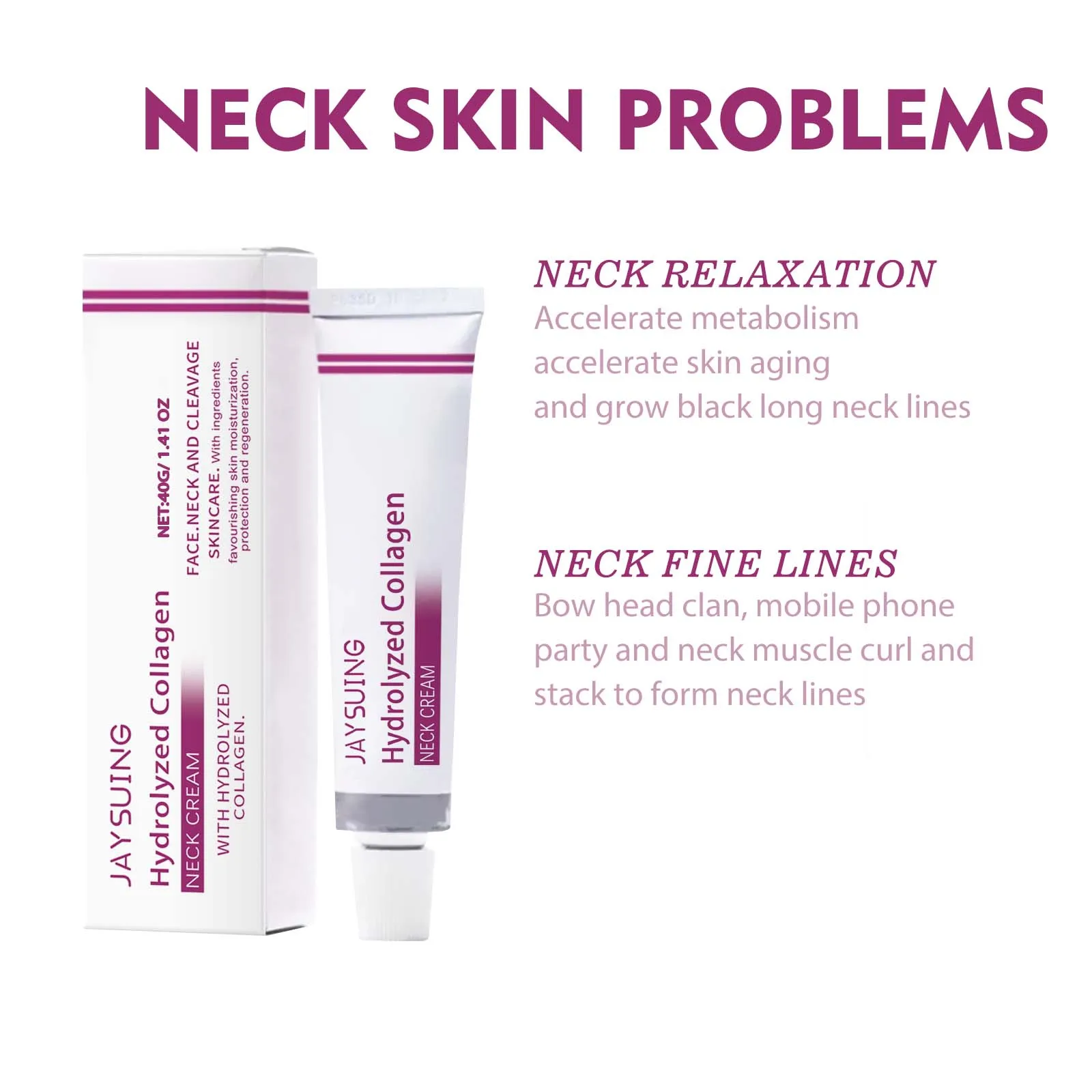 Colágeno hidrolisado pescoço creme endurecimento levantamento eliminar linhas finas pescoço remover queixo duplo rejuvenescimento creme cuidados com a pele