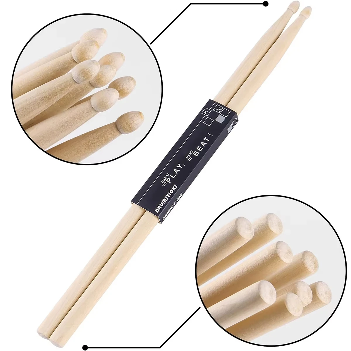 Miwayer 1 Pairs 5A/7A  Premium Maple Drumsticks Mallets Ideal for All Ages Durable Practice Drum Sticks for Jazz and Percu
