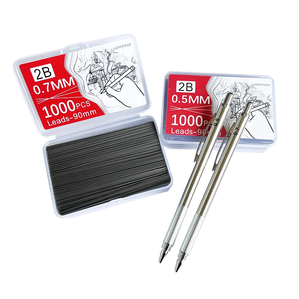 1000 peças lápis mecânico núcleo de chumbo 0.5 0.7 0.9 1.3 2.0mm recargas de lápis substituíveis de grande capacidade caixa de presente acessível para estudantes