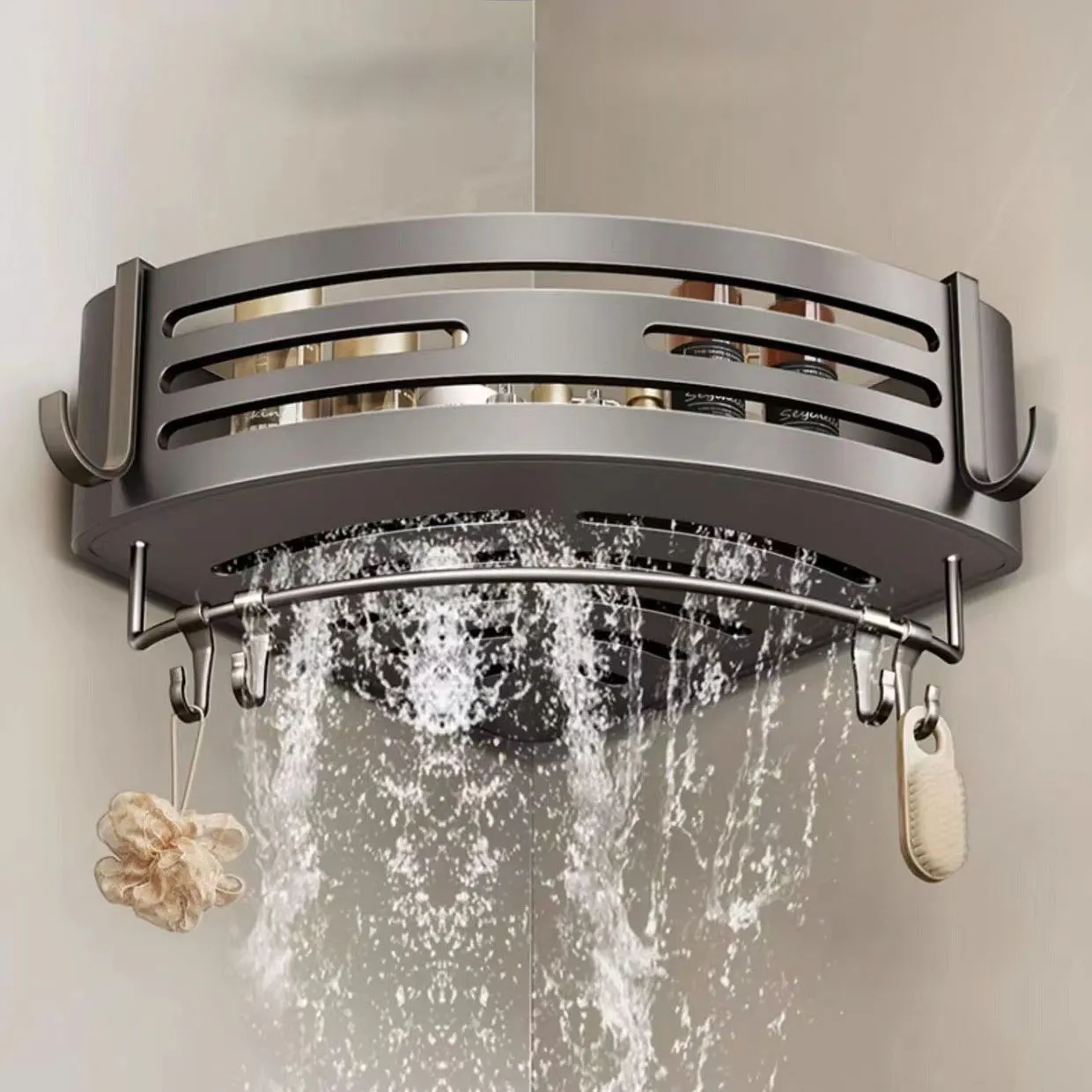 Badezimmerregale aus Aluminiumlegierung, stanzfreies, verdicktes Stativ, Wand-Eckregal, Badezimmerzubehör, Dusch-Organizer