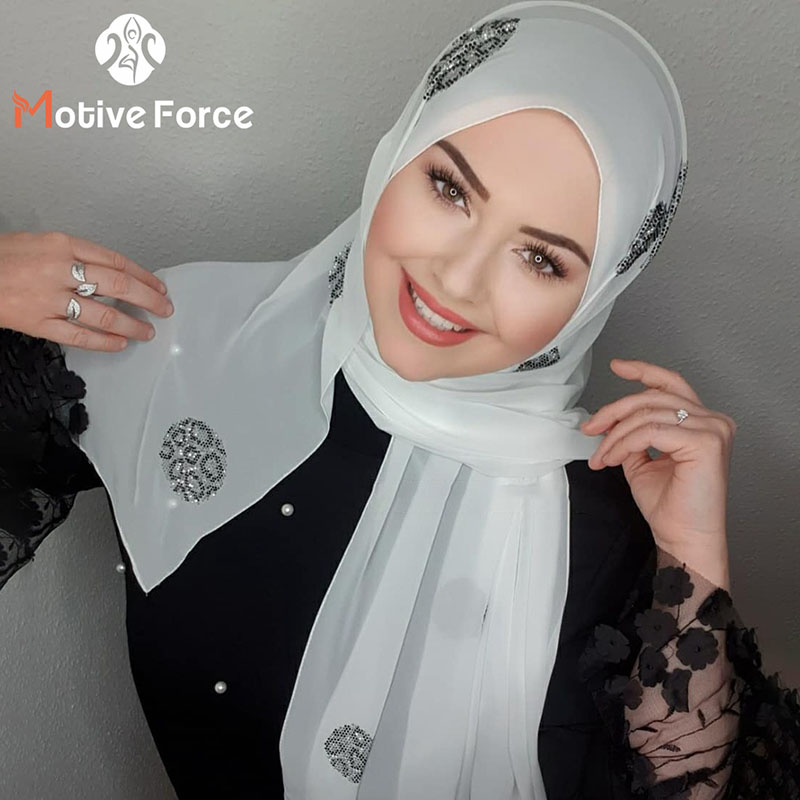 Muslimische Instant Turban Strass weiß Chiffon Hijab Abaya Hijabs für Frau Abayas Jersey Glitzer Kopftuch Kleid Frauen Turbane