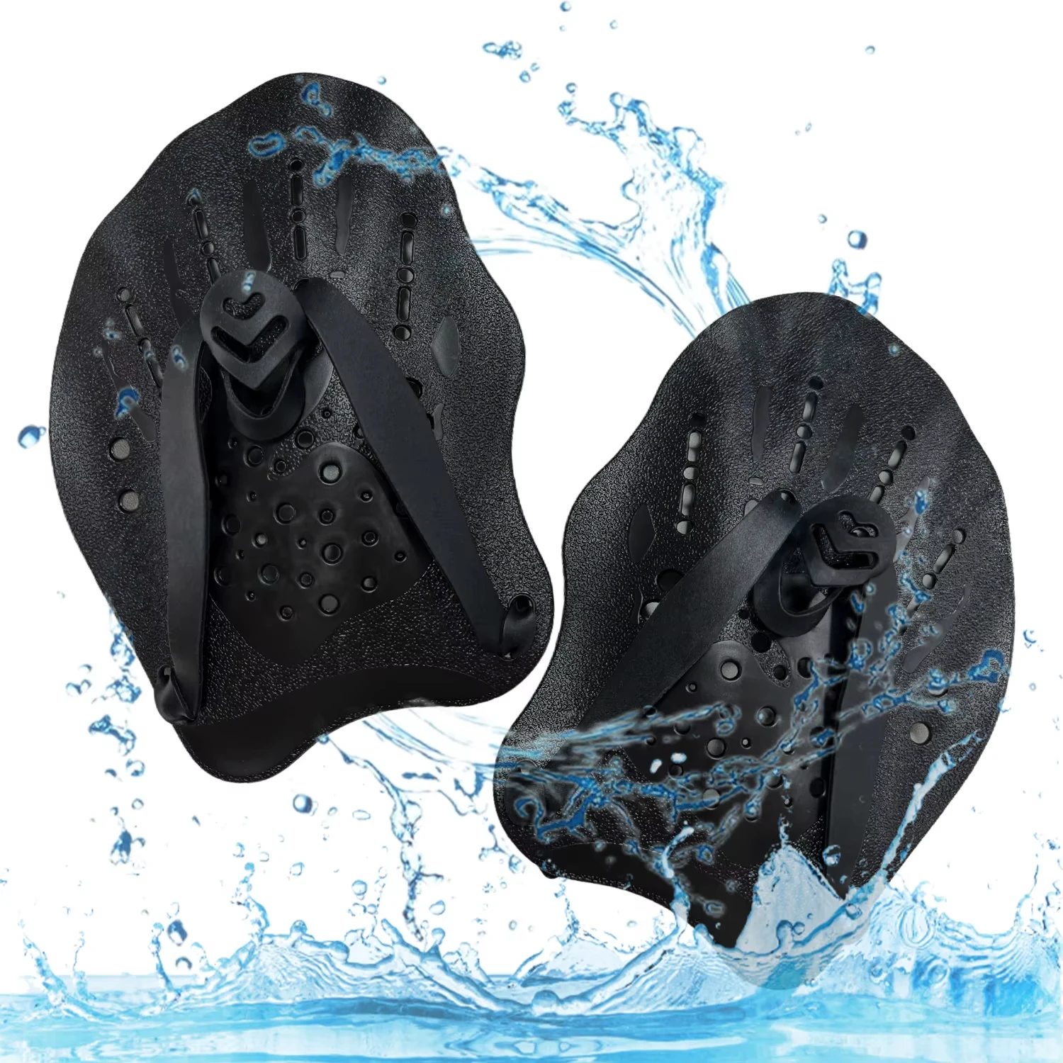 1 par de aletas de manos para entrenamiento de natación, con correas de silicona ajustables