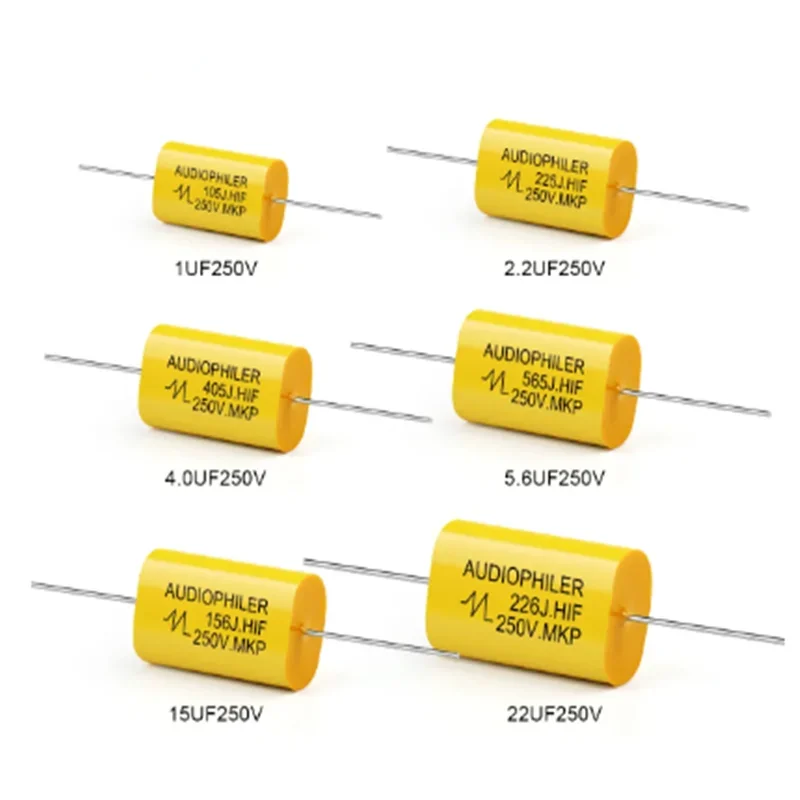 5 шт. MKP 250 В 1 мкФ 1,5 1,8 2,2 2,7 3,3 4,7 5,6 6,8 мкФ 8,2 10 12 15 20 22 33 47 мкФ Высококачественный осевой аудио безэлектродный конденсатор