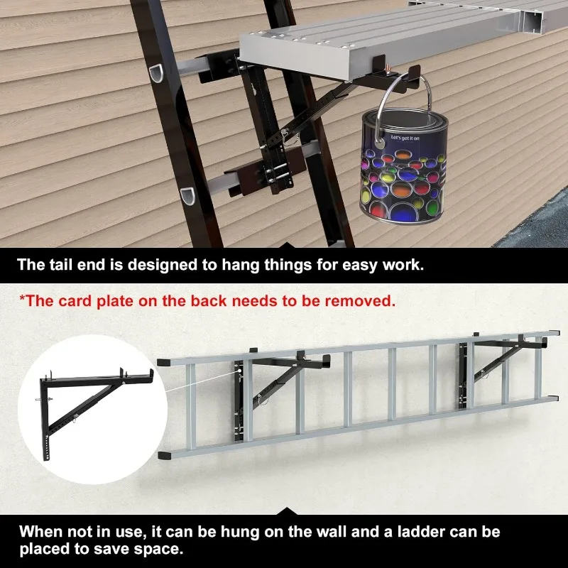 2025 Upgraded Adjustable Ladder Jacks 2 Pack for Scaffolding Platform, Two-Rung Short Body Extension Ladder Jack Scaffold Bracke