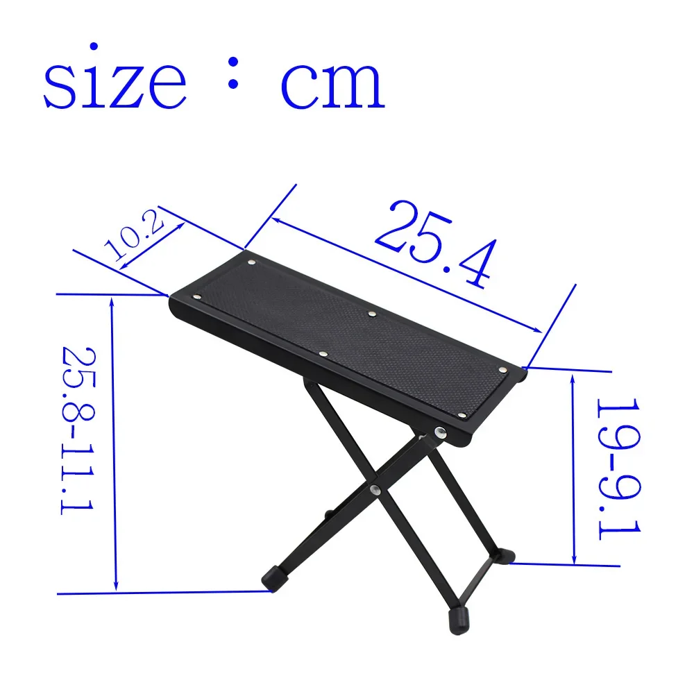 Adjustable Guitar Footrest Pedal Foldable Metal Footboard with Non-Slip Pads Height Customizable Guitar Accessories & Parts