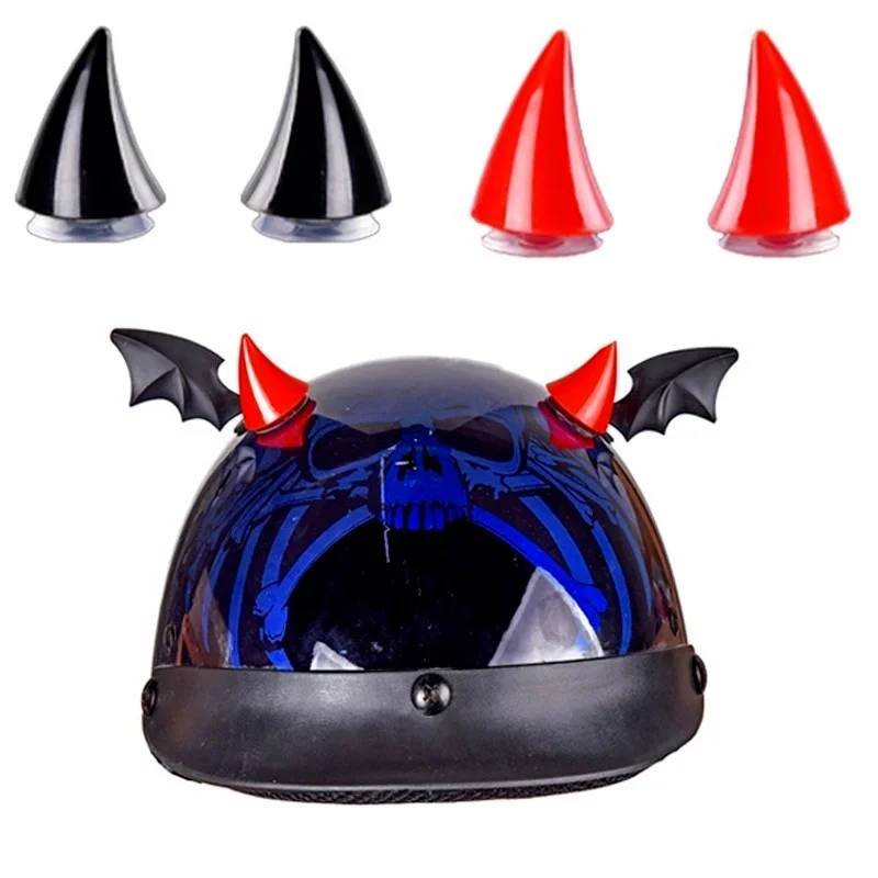 Casco de motocicleta Multicolor cuernos de diablo bicicleta eléctrica decoración de estilo de coche pegatinas para cascos accesorios de piezas largas y cortas